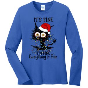 Christmas Black Cat ItS Fine IM Fine Everything Is Fine Gift Ladies Long Sleeve Shirt