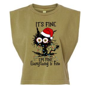 Christmas Black Cat ItS Fine IM Fine Everything Is Fine Gift Garment-Dyed Women's Muscle Tee