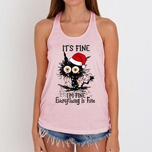 Christmas Black Cat ItS Fine IM Fine Everything Is Fine Gift Women's Knotted Racerback Tank