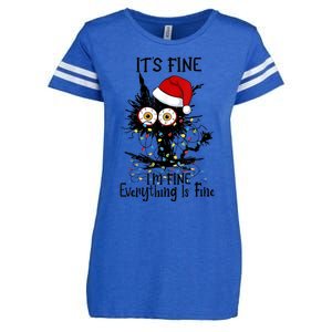 Christmas Black Cat ItS Fine IM Fine Everything Is Fine Gift Enza Ladies Jersey Football T-Shirt