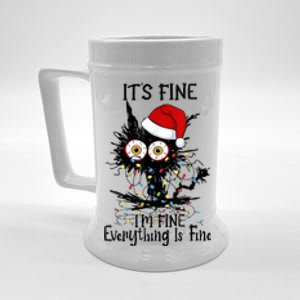 Christmas Black Cat ItS Fine IM Fine Everything Is Fine Gift Beer Stein