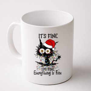 Christmas Black Cat ItS Fine IM Fine Everything Is Fine Gift Coffee Mug