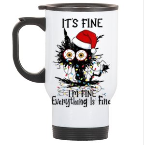 Christmas Black Cat ItS Fine IM Fine Everything Is Fine Gift Stainless Steel Travel Mug