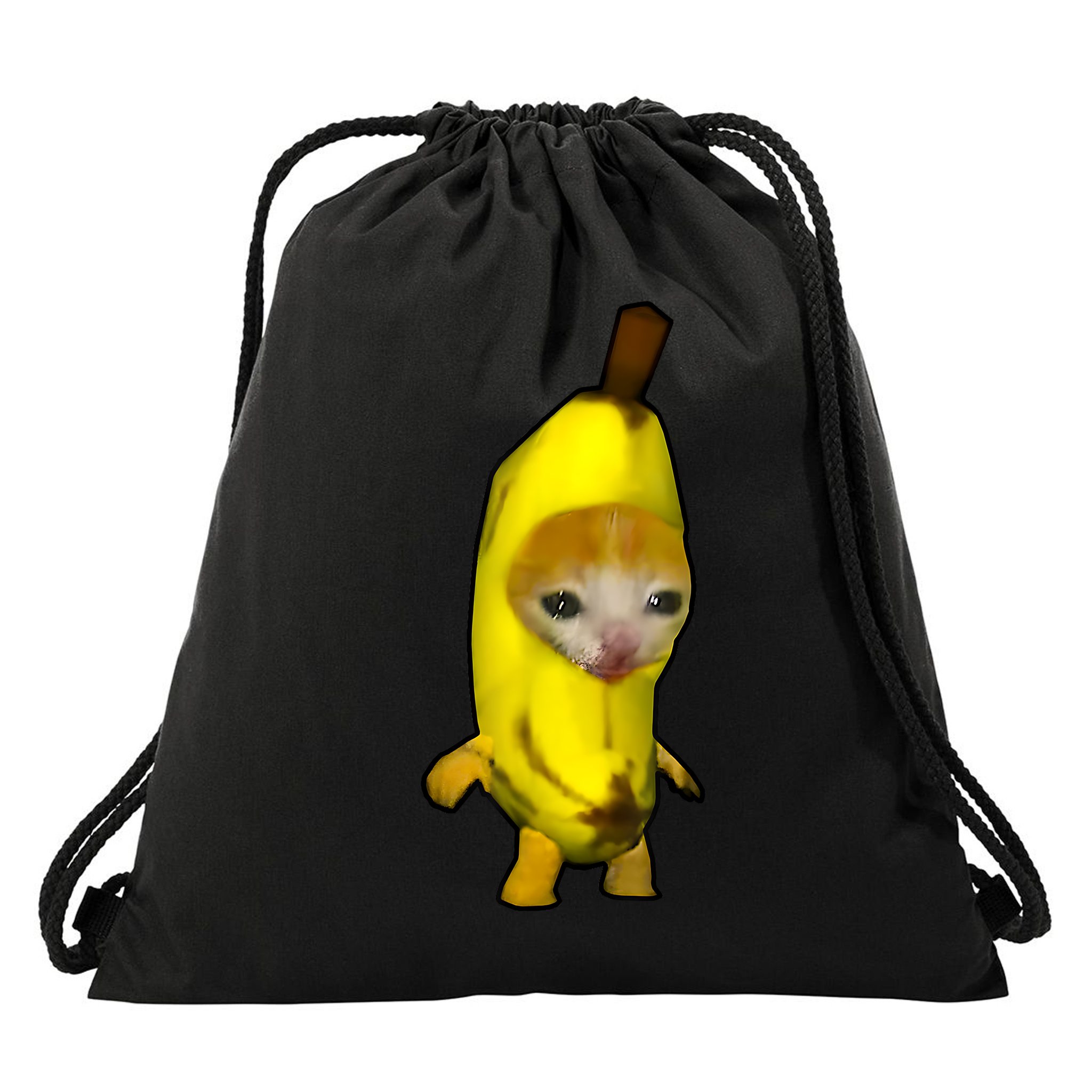 Cute Banana Cat Happy Bananacat Meme Kitty Cat Lovers Meme Drawstring Bag
