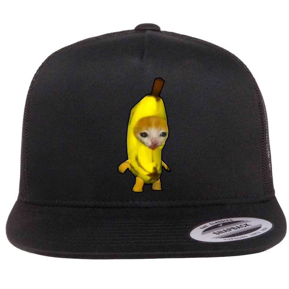 Cute Banana Cat Happy Bananacat Meme Kitty Cat Lovers Meme Flat Bill Trucker Hat