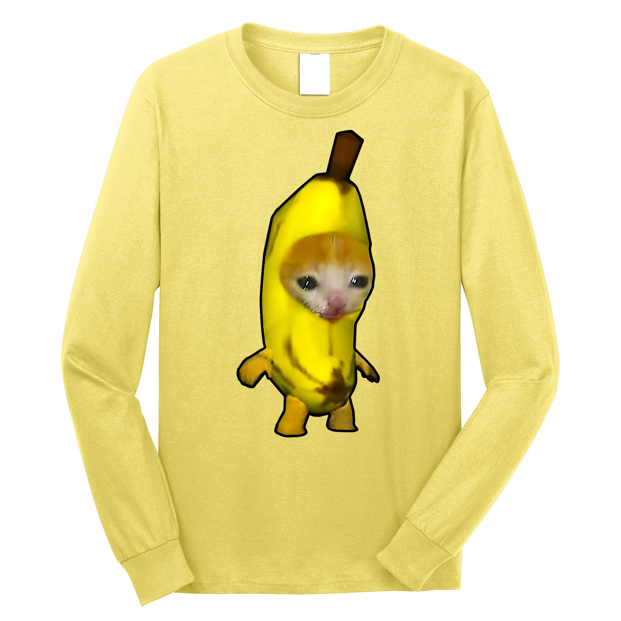 Cute Banana Cat Happy Bananacat Meme Kitty Cat Lovers Meme Long Sleeve Shirt