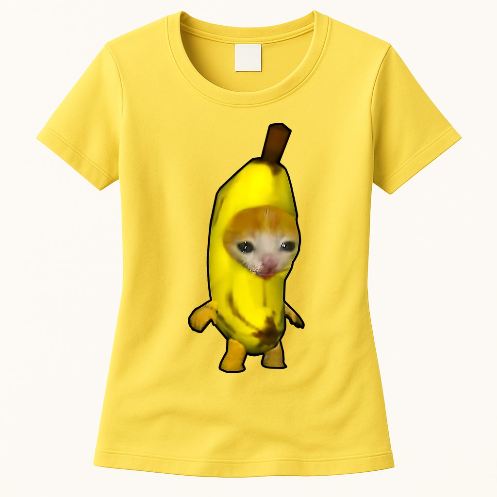 Cute Banana Cat Happy Bananacat Meme Kitty Cat Lovers Meme Womens T-Shirt