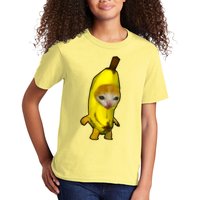 Cute Banana Cat Happy Bananacat Meme Kitty Cat Lovers Meme Kids T-Shirt