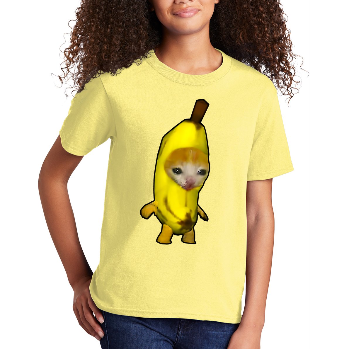 Cute Banana Cat Happy Bananacat Meme Kitty Cat Lovers Meme Kids T-Shirt
