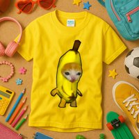 Cute Banana Cat Happy Bananacat Meme Kitty Cat Lovers Meme Kids T-Shirt
