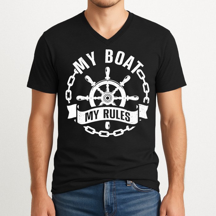 Cool Boat Captain Design For Boat Captain Boating V-Neck T-Shirt