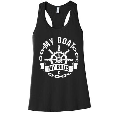 Cool Boat Captain Design For Boat Captain Boating Women's Racerback Tank