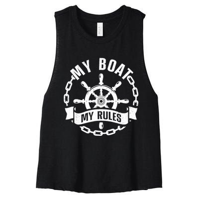 Cool Boat Captain Design For Boat Captain Boating Women's Racerback Cropped Tank