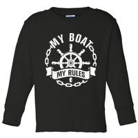 Cool Boat Captain Design For Boat Captain Boating Toddler Long Sleeve Shirt