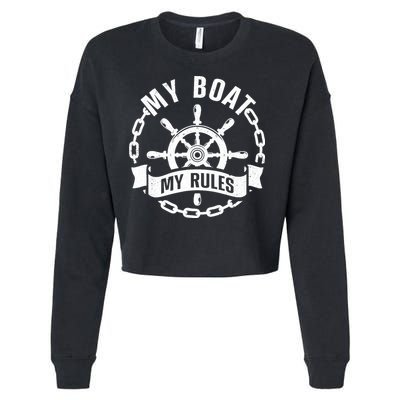 Cool Boat Captain Design For Boat Captain Boating Cropped Pullover Crew