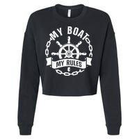 Cool Boat Captain Design For Boat Captain Boating Cropped Pullover Crew