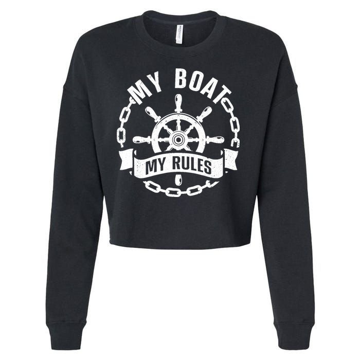 Cool Boat Captain Design For Boat Captain Boating Cropped Pullover Crew