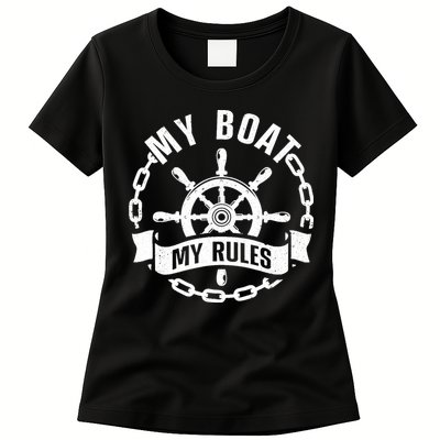 Cool Boat Captain Design For Boat Captain Boating Womens T-Shirt