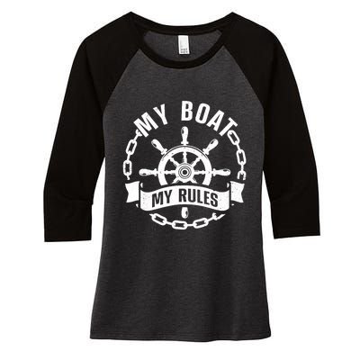 Cool Boat Captain Design For Boat Captain Boating Women's Tri-Blend 3/4-Sleeve Raglan Shirt