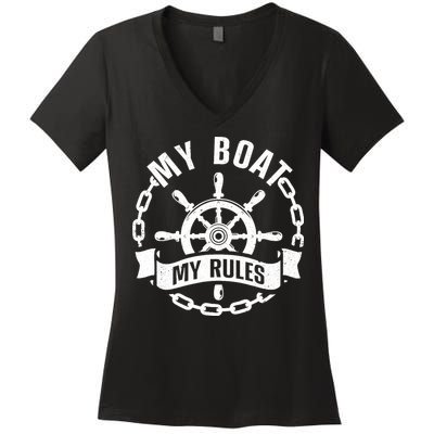 Cool Boat Captain Design For Boat Captain Boating Women's V-Neck T-Shirt