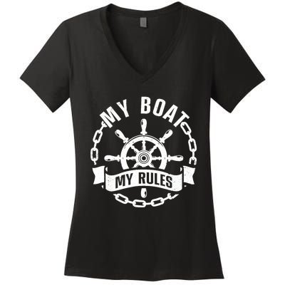 Cool Boat Captain Design For Boat Captain Boating Women's V-Neck T-Shirt