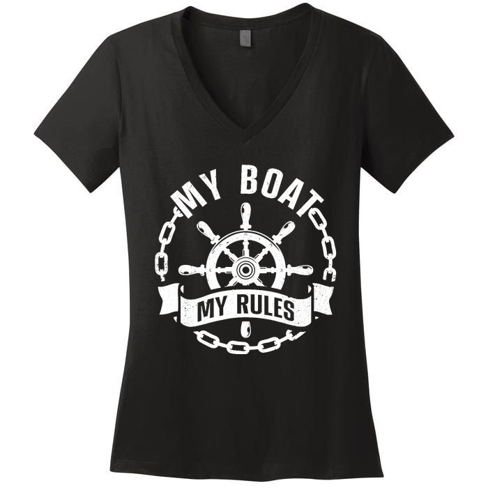 Cool Boat Captain Design For Boat Captain Boating Women's V-Neck T-Shirt