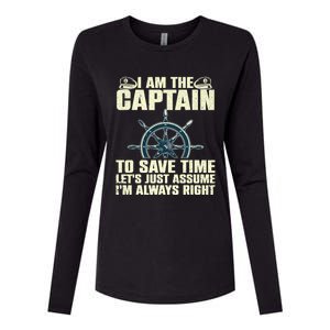 Cool Boat Captain For Men Women Boating Pontoon Boat Owner Womens Cotton Relaxed Long Sleeve T-Shirt