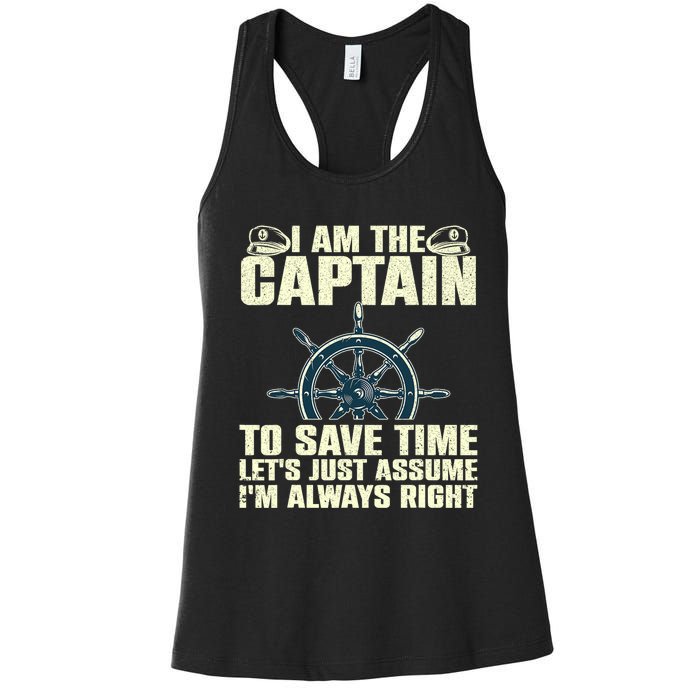 Cool Boat Captain For Men Women Boating Pontoon Boat Owner Women's Racerback Tank