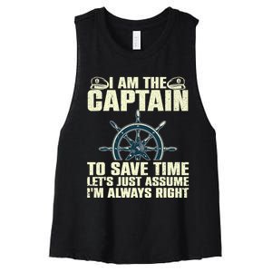 Cool Boat Captain For Men Women Boating Pontoon Boat Owner Women's Racerback Cropped Tank