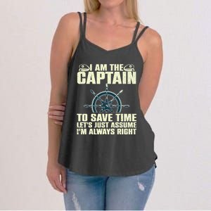 Cool Boat Captain For Men Women Boating Pontoon Boat Owner Women's Strappy Tank