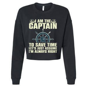 Cool Boat Captain For Men Women Boating Pontoon Boat Owner Cropped Pullover Crew