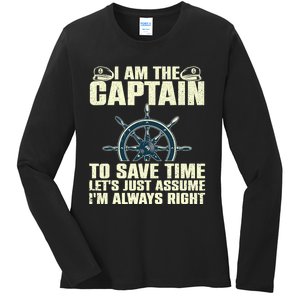 Cool Boat Captain For Men Women Boating Pontoon Boat Owner Ladies Long Sleeve Shirt