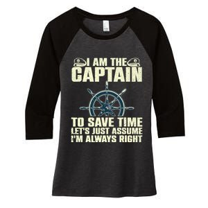 Cool Boat Captain For Men Women Boating Pontoon Boat Owner Women's Tri-Blend 3/4-Sleeve Raglan Shirt