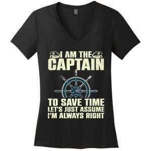 Cool Boat Captain For Men Women Boating Pontoon Boat Owner Women's V-Neck T-Shirt