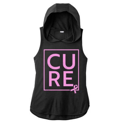 Cure Breast Cancer Awareness Pink Ribbon Ladies PosiCharge Tri-Blend Wicking Draft Hoodie Tank