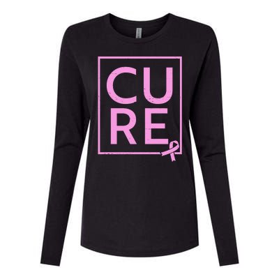 Cure Breast Cancer Awareness Pink Ribbon Womens Cotton Relaxed Long Sleeve T-Shirt