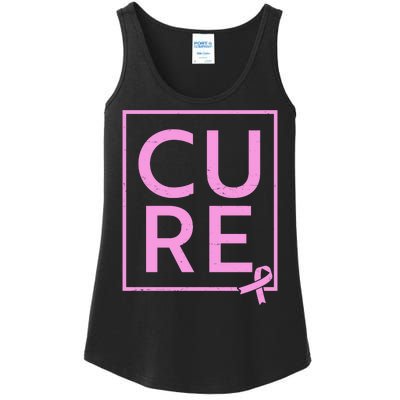 Cure Breast Cancer Awareness Pink Ribbon Ladies Essential Tank