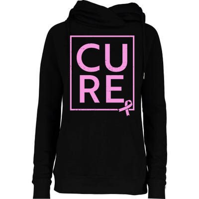 Cure Breast Cancer Awareness Pink Ribbon Womens Funnel Neck Pullover Hood