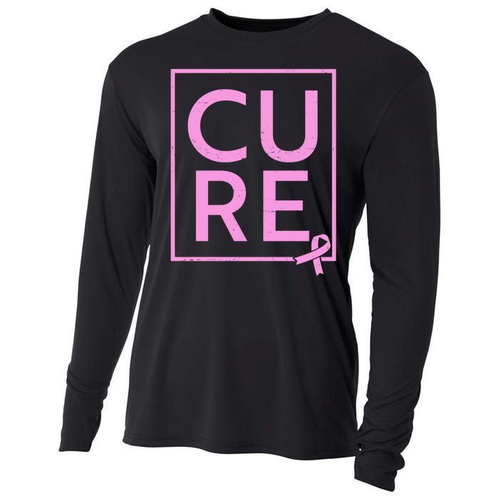 Cure Breast Cancer Awareness Pink Ribbon Cooling Performance Long Sleeve Crew