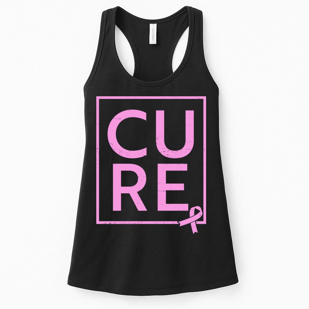 Cure Breast Cancer Awareness Pink Ribbon Womens Tank Top