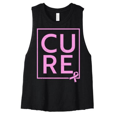 Cure Breast Cancer Awareness Pink Ribbon Women's Racerback Cropped Tank