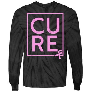 Cure Breast Cancer Awareness Pink Ribbon Tie-Dye Long Sleeve Shirt