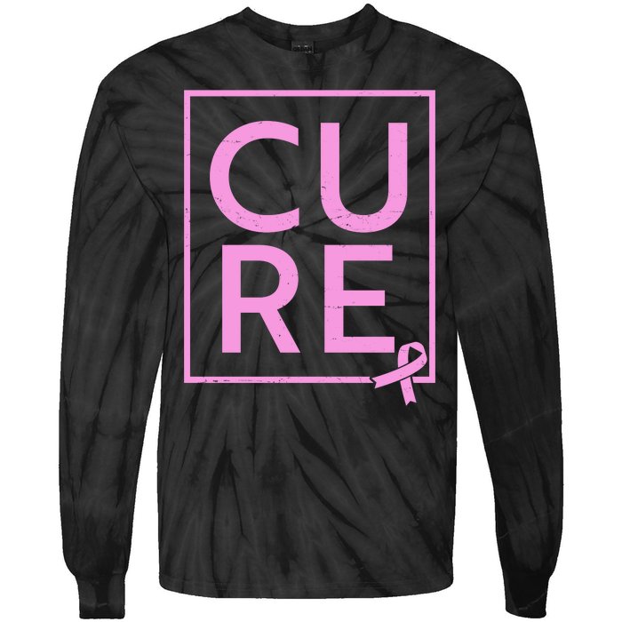 Cure Breast Cancer Awareness Pink Ribbon Tie-Dye Long Sleeve Shirt