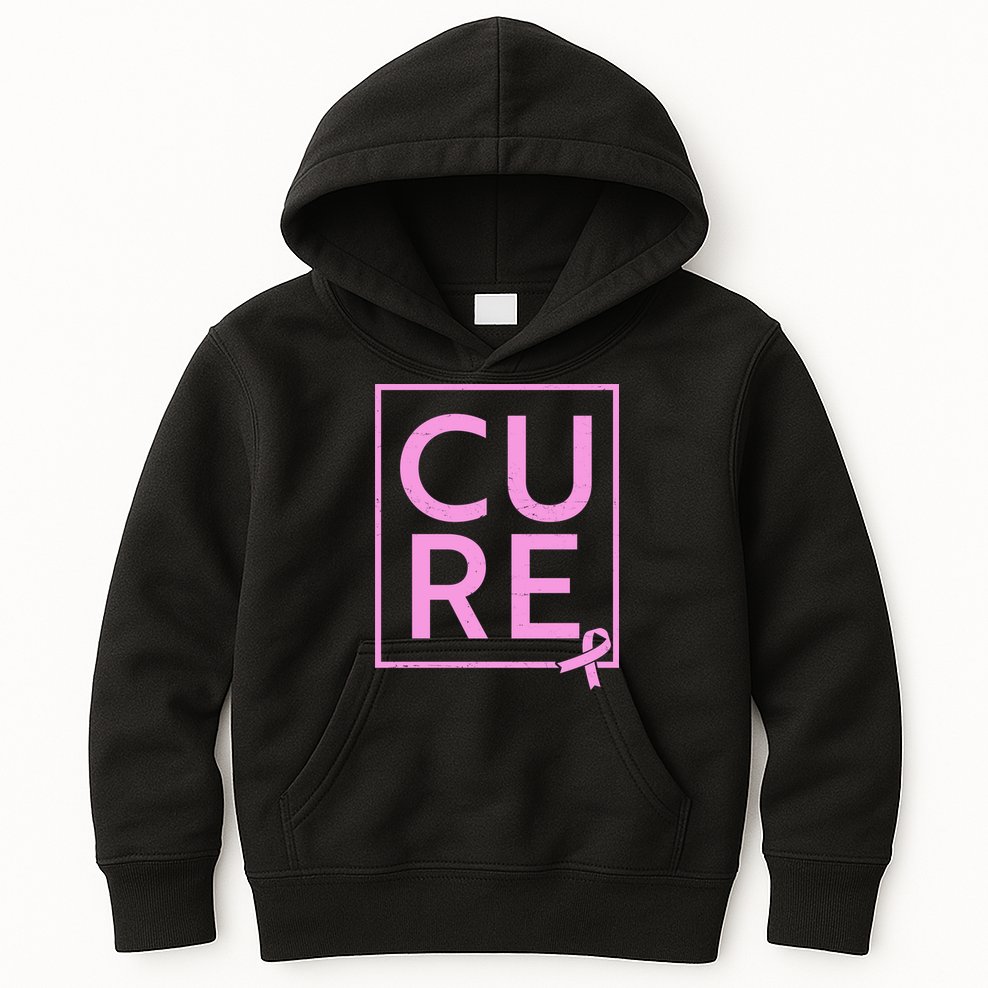 Cure Breast Cancer Awareness Pink Ribbon Kids Hoodie