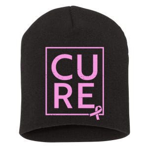 Cure Breast Cancer Awareness Pink Ribbon Short Acrylic Beanie