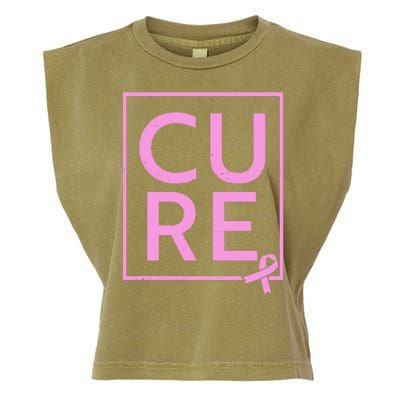 Cure Breast Cancer Awareness Pink Ribbon Garment-Dyed Women's Muscle Tee