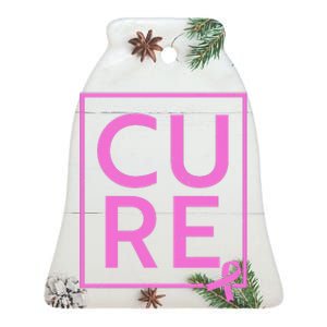 Cure Breast Cancer Awareness Pink Ribbon Ceramic Bell Ornament