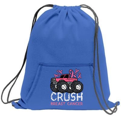 Crush Breast Cancer Awareness Monster Truck Sweatshirt Cinch Pack Bag