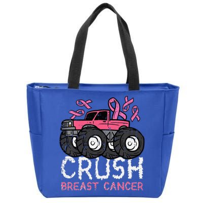 Crush Breast Cancer Awareness Monster Truck Zip Tote Bag