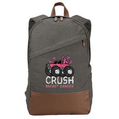 Crush Breast Cancer Awareness Monster Truck Cotton Canvas Backpack